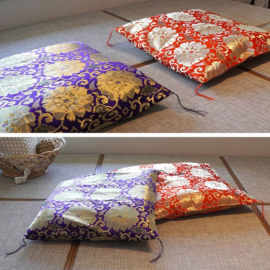 Amazon.co.jp: 座布団カバー 緞子判 64×68cm 「牡丹」 緋色 仏前